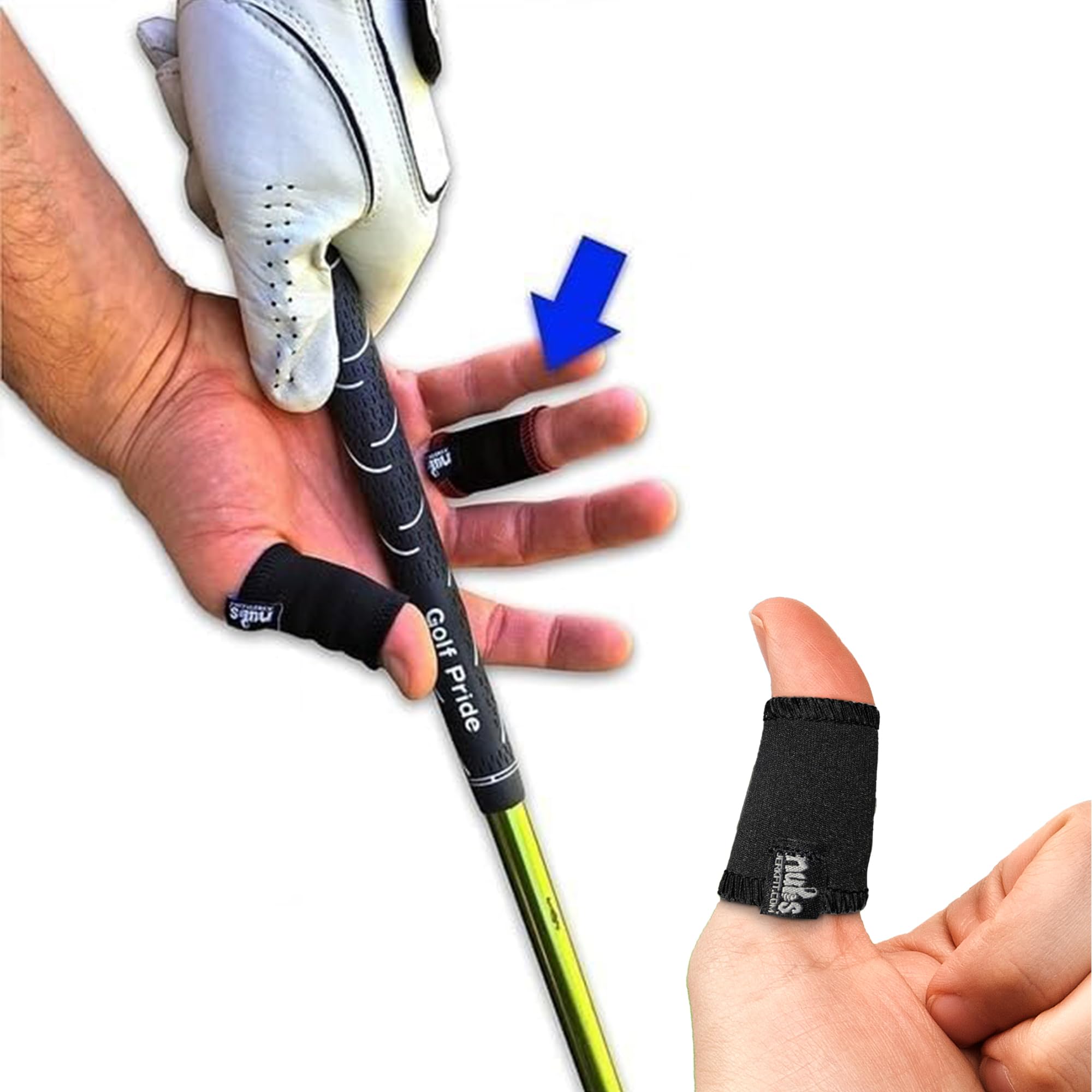 Jerkfit Nubs, Finger Caddies - Thumb And Finger Sleeves To Prevent Golf Blisters. (Black, Medium)