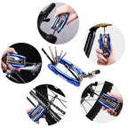 Ybeki Bike Repair Tool Kits - Bicycle Tool Set With Saddle Bag And Bicycle Multi-Tool Chain Tool (Blue Tool Kits 10 In 1 + Bag)