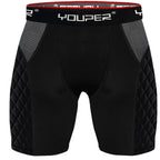 Youper Youth Elite Compression Padded Sliding Shorts W/Cup Pocket For Baseball, Football (Black, Large)