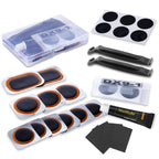 Bike Inner Tire Patch Repair Kit - With 11 Pcs Vulcanizing Patches, 6 Pcs Pre Glued Patchs, Portable Storage Box, Metal Rasp And