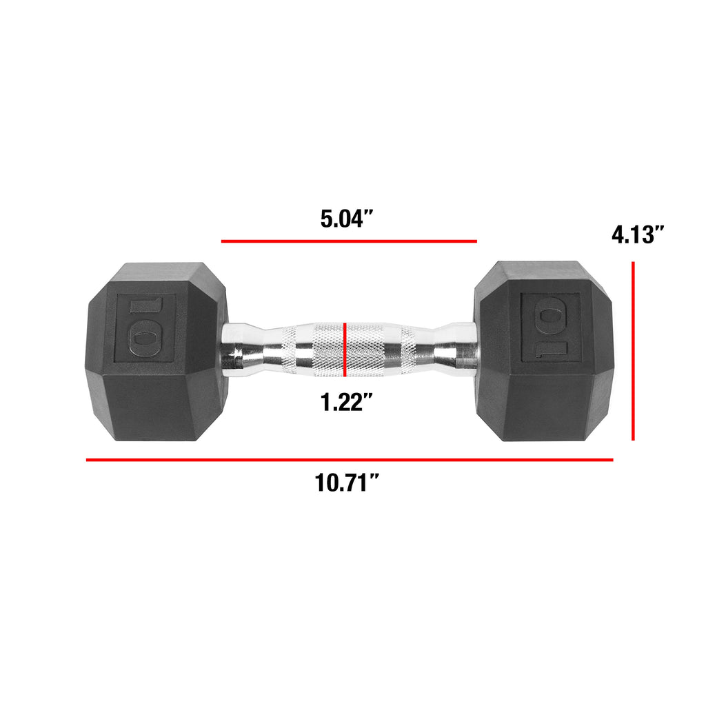 CAP Barbell 65 LB Rubber Coated Hex Dumbbell Hand Weight - Single | Chrome Handle