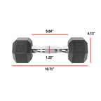 CAP Barbell 65 LB Rubber Coated Hex Dumbbell Hand Weight - Single | Chrome Handle