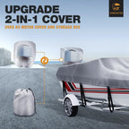 Vinpatio Boat Cover With Motor Cover, 20-22 Ft Heavy Duty 100% Waterproof Boat Covers Marine Grade Bass Boat Cover Fits V-Hull R