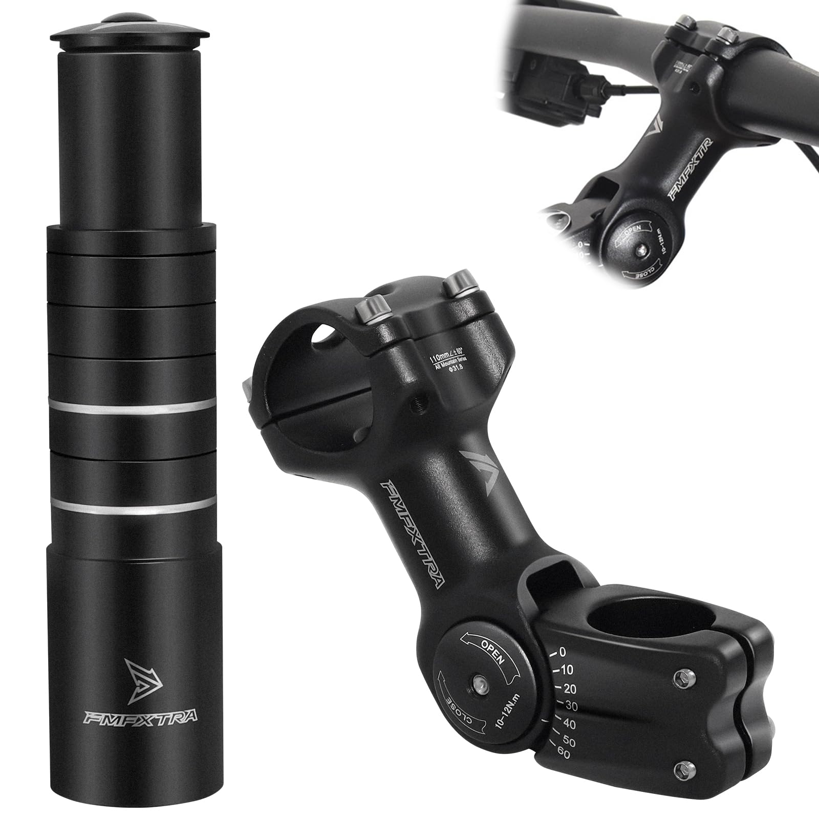 Bike Stem Riser & Adjustable Mtb Stem, 31.8Mm Bike Stem Adjustable 60 Degree, Aluminum Bicycle Handlebar Riser, Universal Bike S