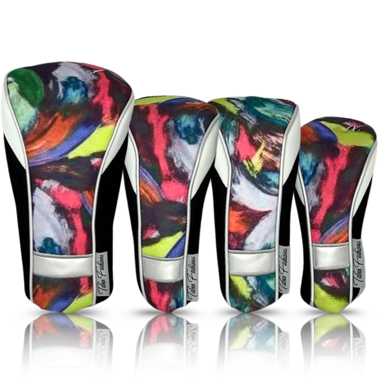 Womens Designer Golf Club Covers 4 Pack - Taboo Fashions Numbered Head Covers For Driver Woods & Hybrid - Weather/Moisture Resis