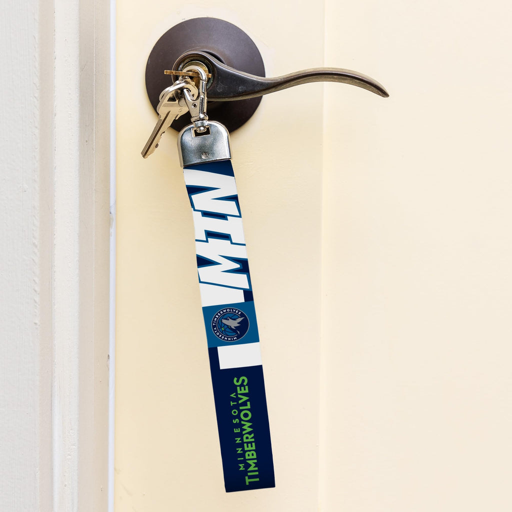 Rico Industries Nba Basketball Minnesota Timberwolves Wrist Lanyard Key Chain, Cute Wristlet Strap Keychain Holder For Women Men
