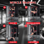 Power Tower Dip Station, Pull Up Bar Station & Multi-Function Gym Equipment For Home Strength Training Adujustable Height Up To