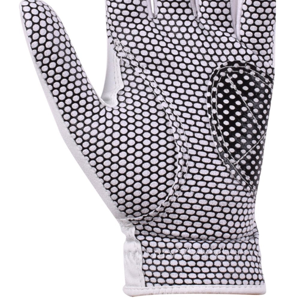 Gh Womens Leather Golf Gloves One Pair - Plain Both Hands (White, 19 (S))