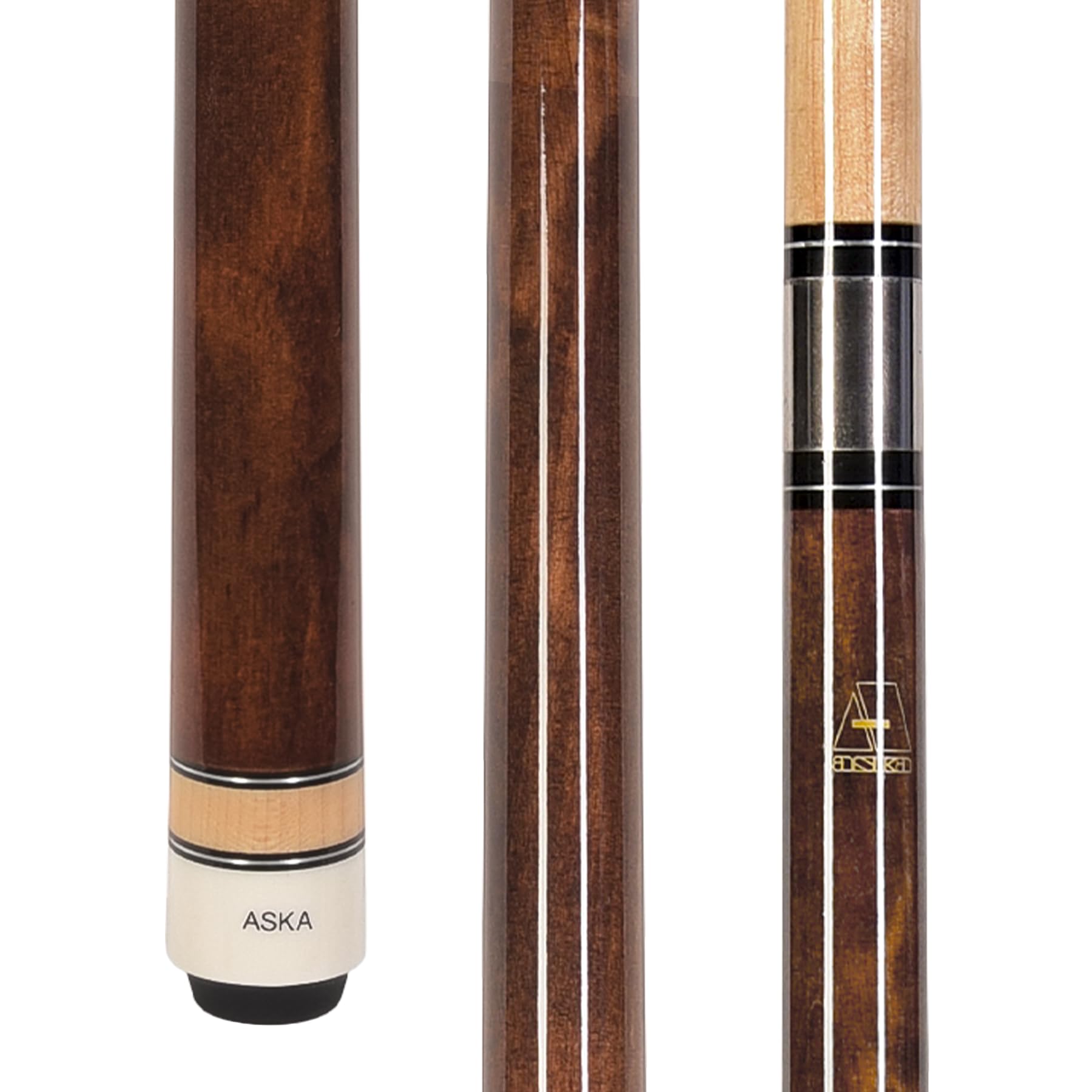 ASKA L3 No Wrap Pool Cue Stick, 58  Hard Rock Canadian Maple, 13mm Hard Tip, 5/16x18 Stainless Steel Joint (20-Ounce, Brown)