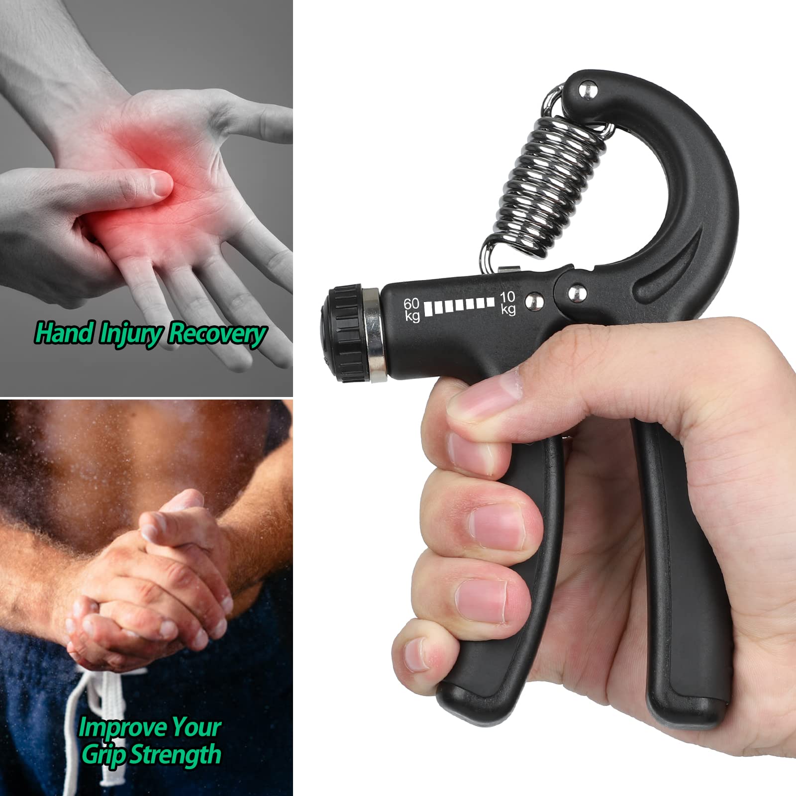 Niyikow Grip Strength Trainer, Hand Grip Strengthener, Adjustable Resistance 22-132Lbs (10-60Kg), Non-Slip Gripper, Perfect For
