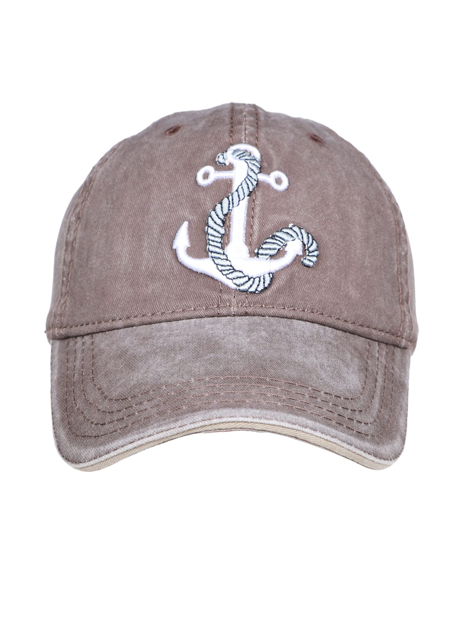 Fabseasons Washed/Faded Cotton Denim Unisex Free Size Baseball Summer Cap With Adjustable Buckle Brown