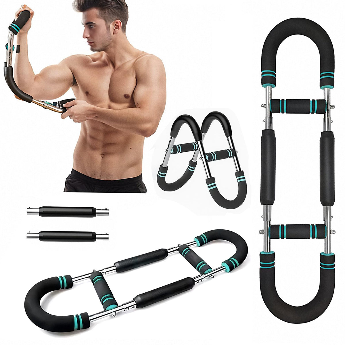 The Autostory Twister Arm Exerciser Adjustable Power Wrist & Forearm Strengthener, Portable Arm Workout Bar for Chest, Shoulders