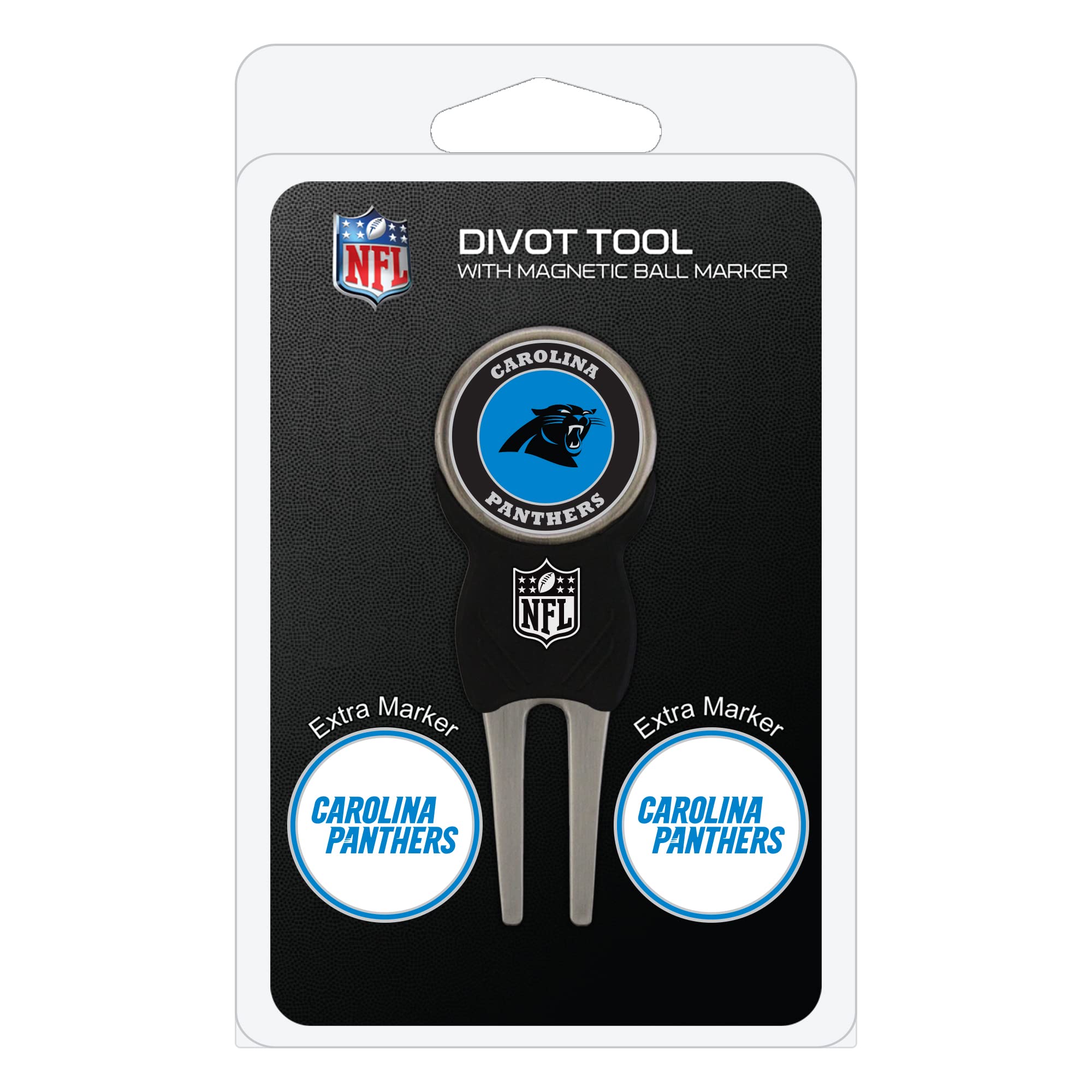 Team Golf Nfl Carolina Panthers Divot Tool Pack With 3 Golf Ball Markers Divot Tool With 3 Golf Ball Markers Pack, Markers Are R