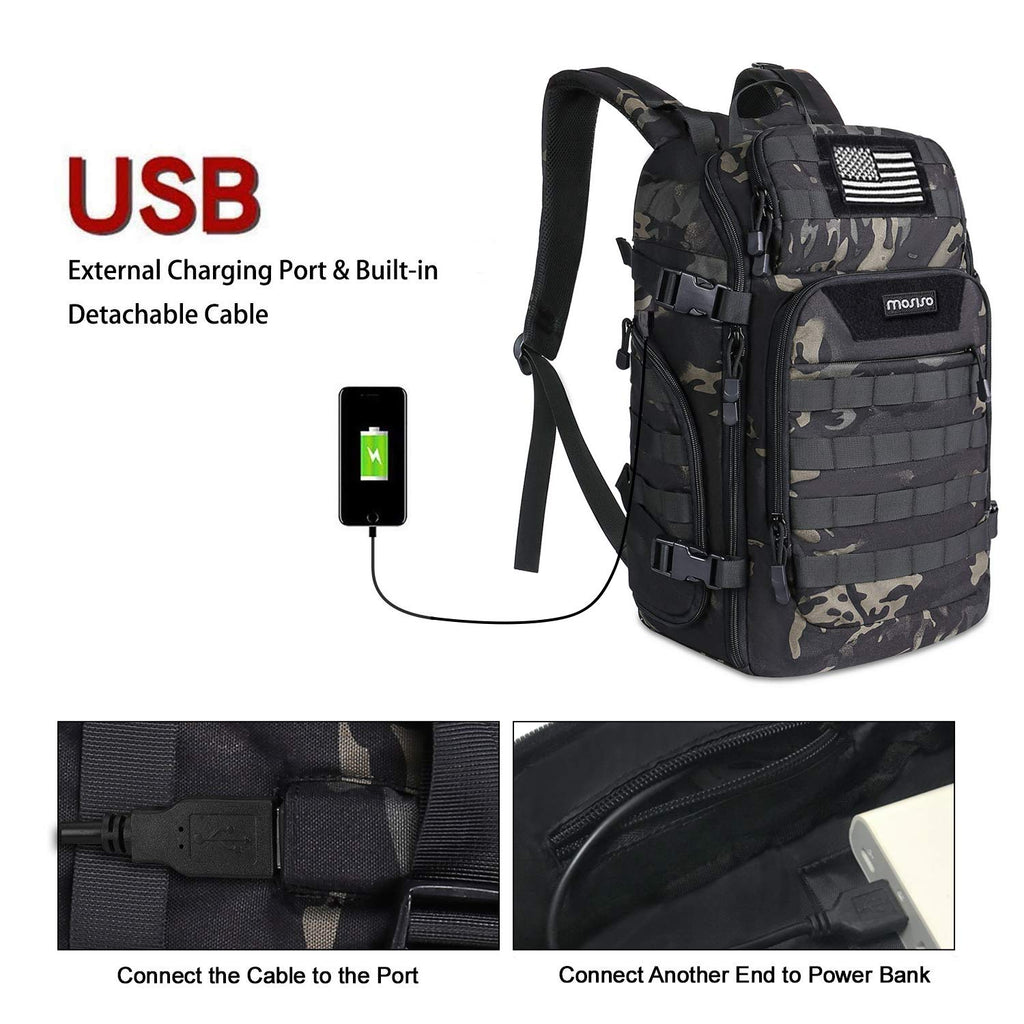 Mosiso 30L Tactical Backpack, Military Daypack 3 Day Assault Rucksack Outdoor Hiking Hunting Fishing Camping Training Shoulder B