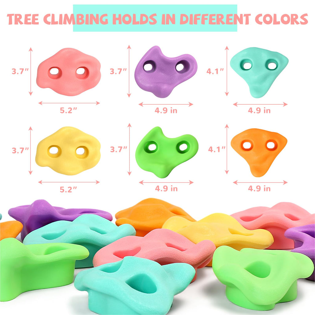 Topnew 12 Ninja Tree Climbing Holds For Kids Climber, Tree Climbing Kit With 6 Ratchet Straps For Outdoor Ninja Warrior Obstacle