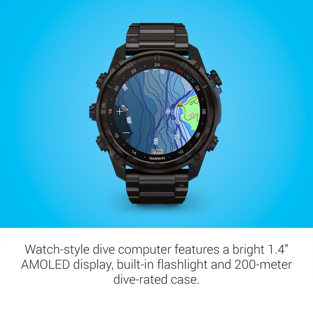 Garmin Descent Mk3I, Dive Computer And Multisport Gps Smartwatch, Air Integration, Black Titanium