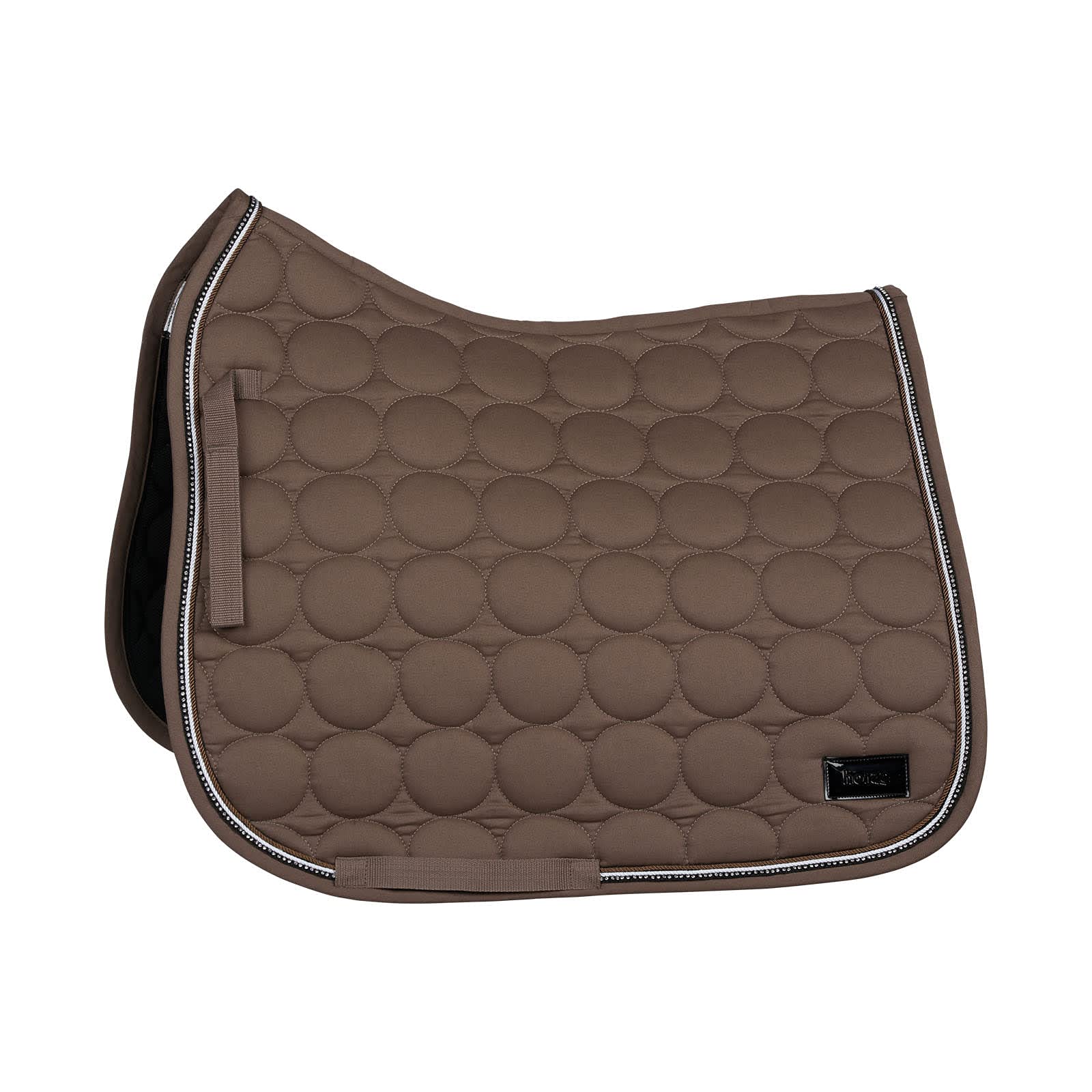 Horze Marquess Quilted Quick-Dry Dressage Saddle Pad With Crystal Trim - Walnut - Horse