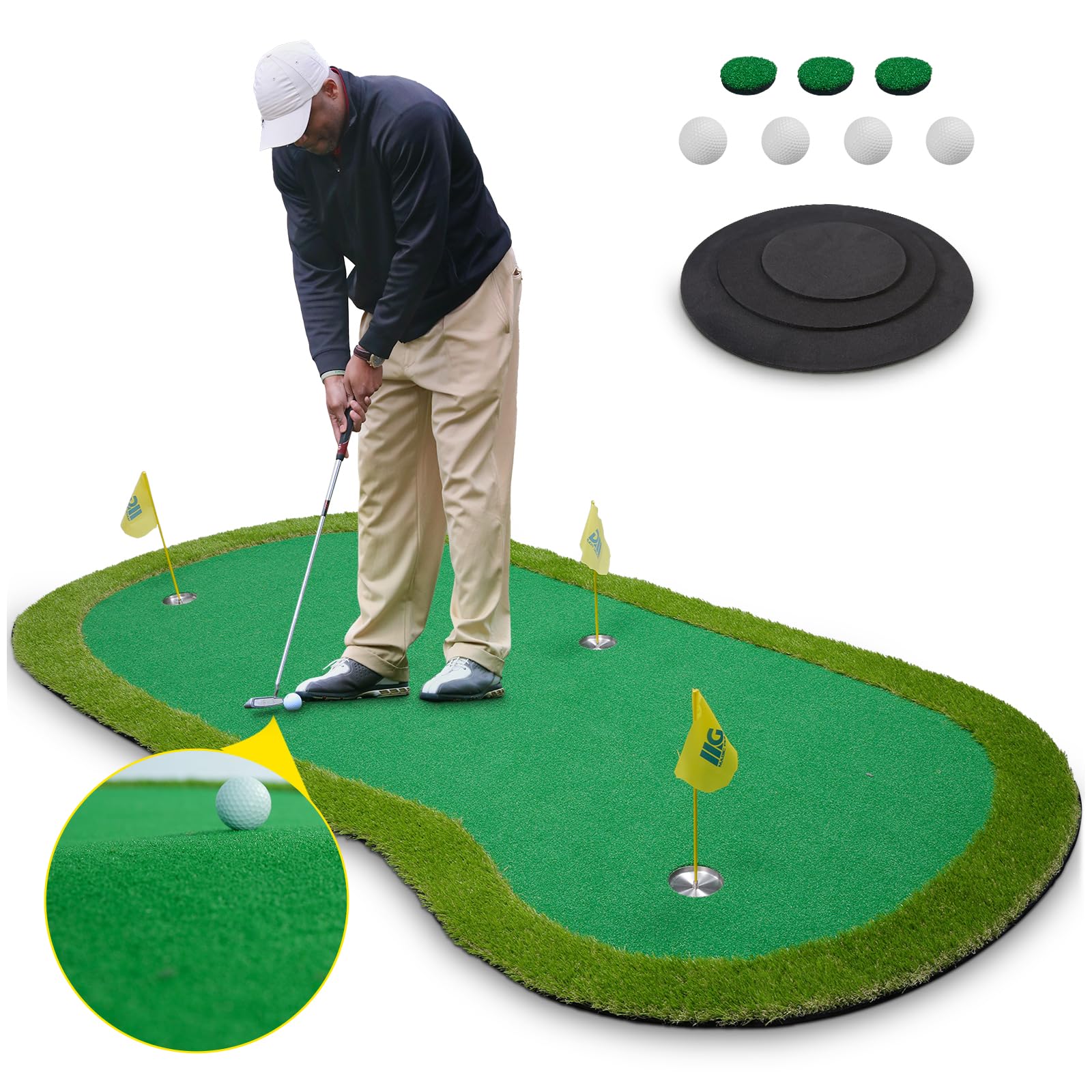 Golf Putting Green Large Golf Mat Practice Indoor Outdoor - 5 X 10 Ft Pro Putting Trainer Golf Game For Home Backyard Office