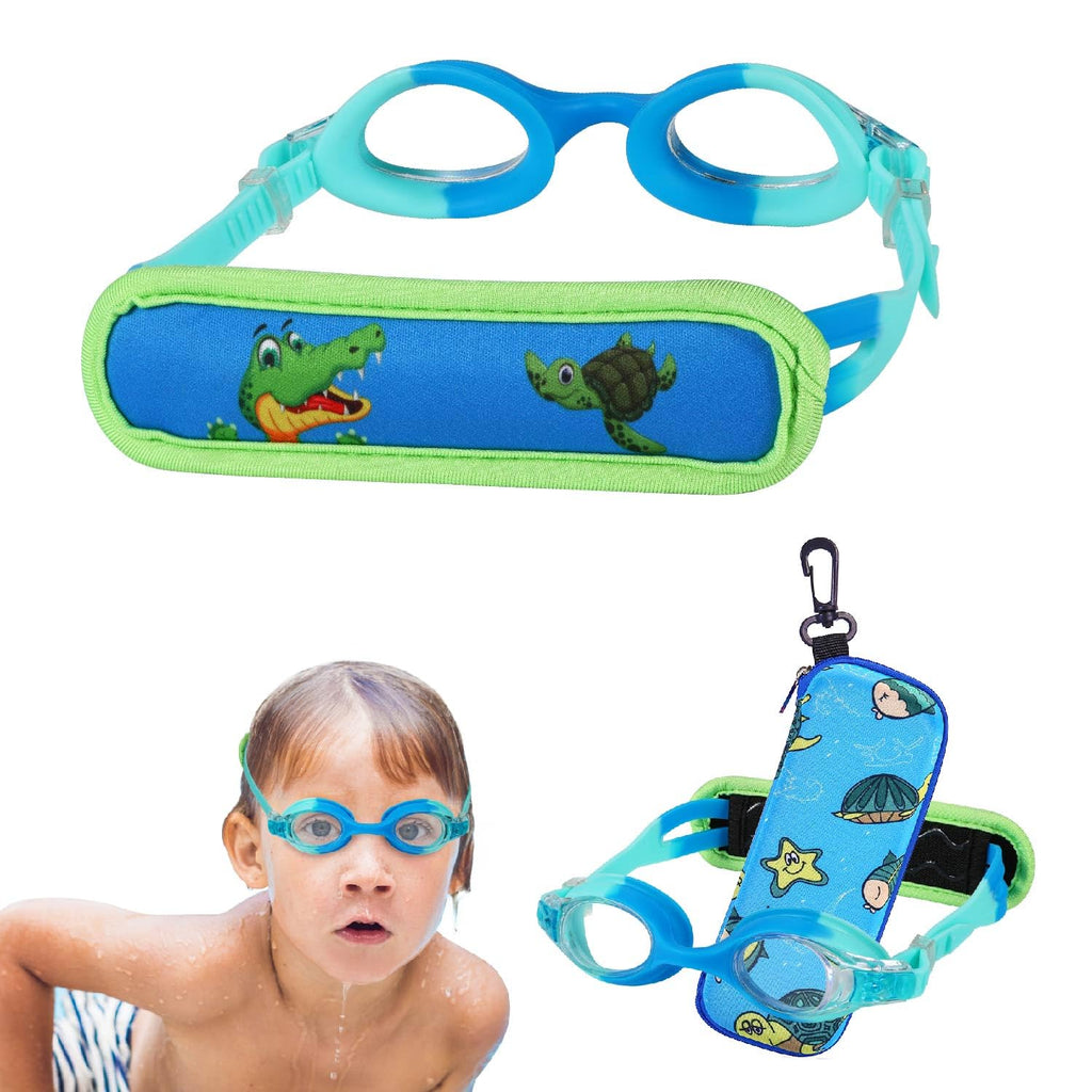 RUIGAO Kids Swim Goggles Age 2-6, Toddler Goggles No Hair Pull,UV Protection/Anti Fog/Padded HeadBand (1PK Kids -Blue & Blue)