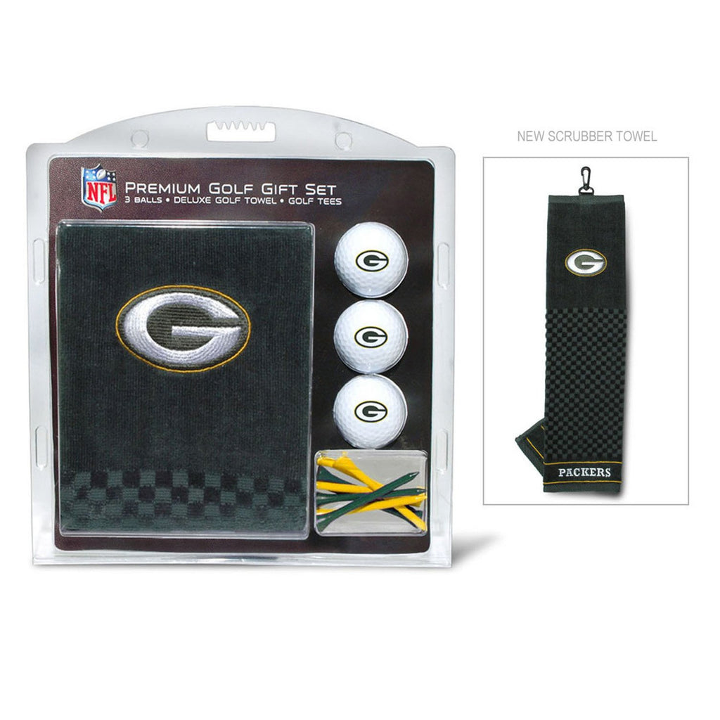 Team Golf Nfl Green Bay Packers Gift Set: Embroidered Golf Towel, 3 Golf Balls, And 14 Golf Tees 2-3/4'' Regulation, Tri-Fold To