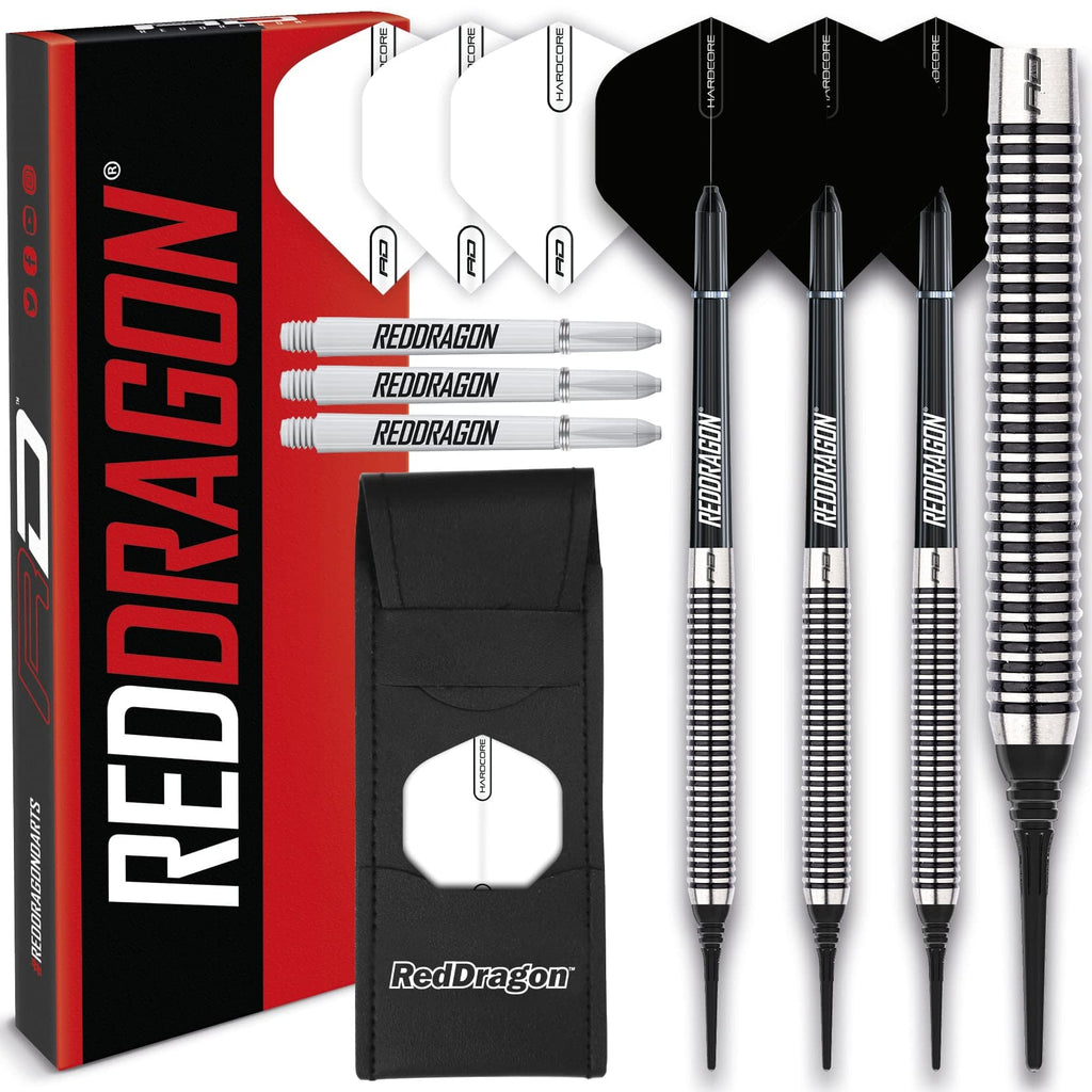 Red Dragon Pegasus Soft Tip Darts Set - 18 Gram - Black Stems And Black Flights