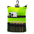 Amy Sport Golf Bag Accessories Valuables Pouch Bags Multi Pocket Zipper Hook with 10 Pcs Wood Golf Tees for Men Women (Apple Gre