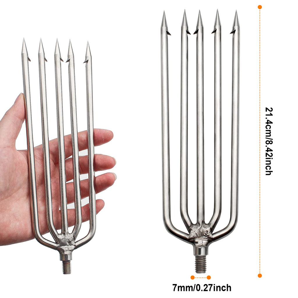 Regito Fishing Harpoon, Stainless Steel Barbed Spear With Aluminum Alloy Rod Gig Gaff, 8Mm Screw For Outdoor Landing Large Fish