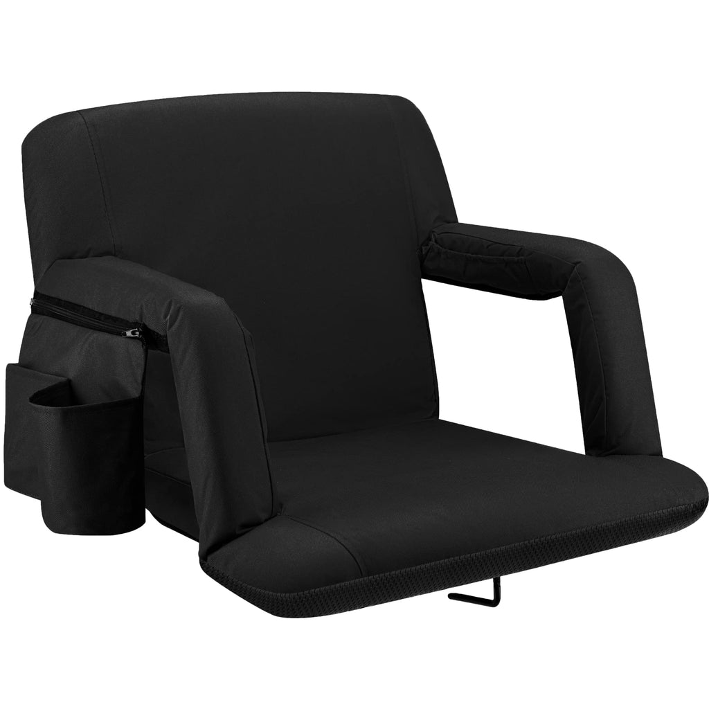 Alpcour Folding Stadium Seat - Deluxe Reclining Wide Adults Camping Back Support Chair For Bleachers Best Extra Thick Plus Size 