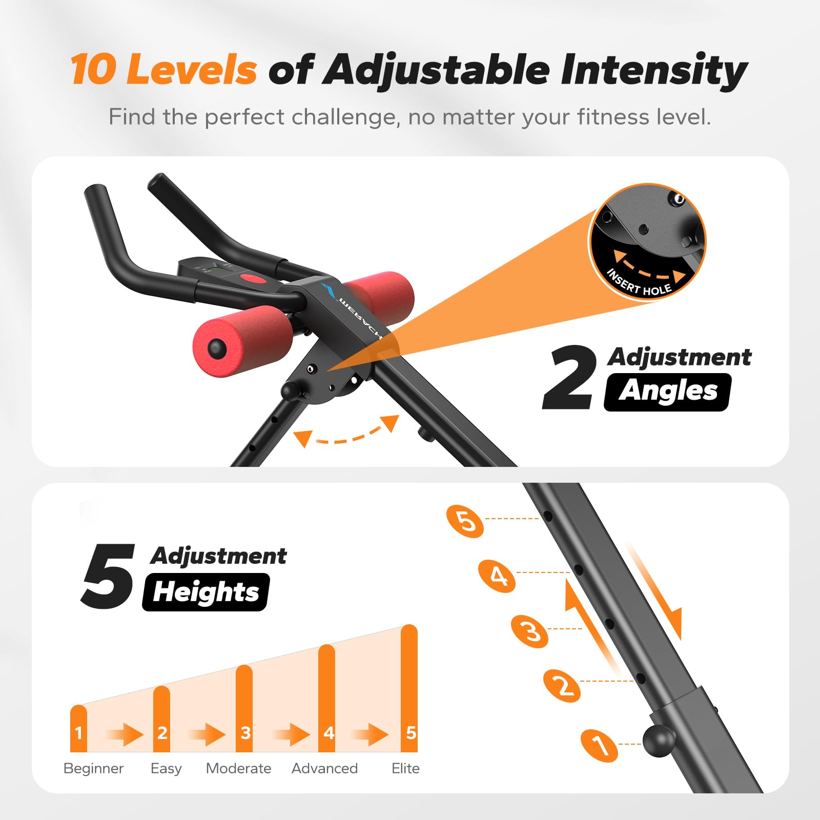 MERACH Ab Machine, Ab Workout Equipment, Adjustable Ab Trainer Machine for Abs Workout at Home Gym, Foldable, Knee Protection, A