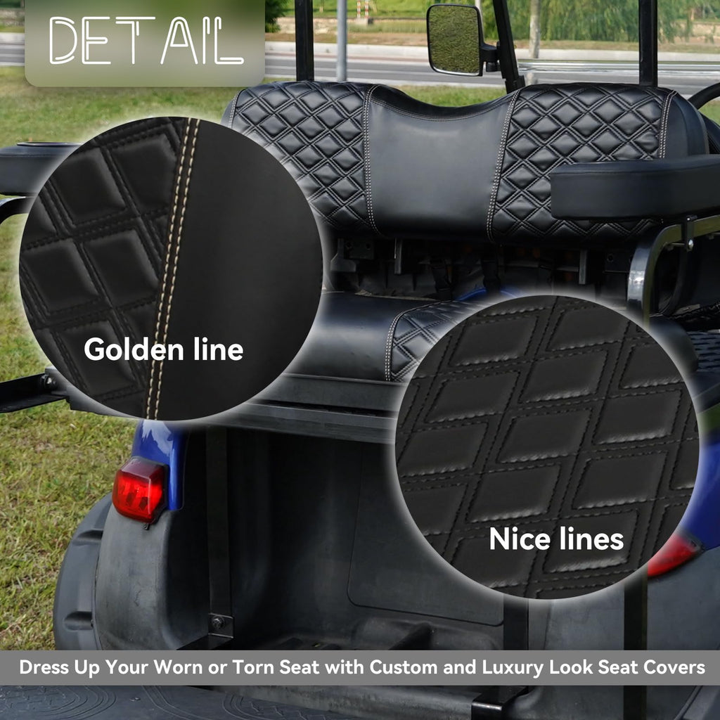 Samxomap Golf Cart Seat Covers Front And Rear Waterproof And Sun Resistant Marine Grade Vinyl Leather Seat Cover Accessories For