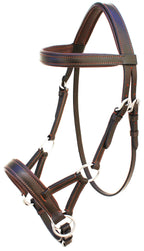 Challenger Tack Horse Western English Leather Bitless Bridle Sidepull Halter Reins Cob 7701Br-C