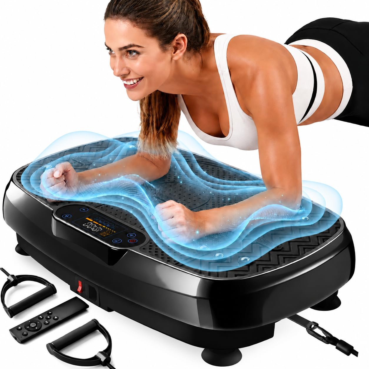 Vibration Plate Exercise Machine, 3D Whole Body Vibration Platform for Lymphatic Drainage and Muscle Recovery, 450-lb Capacity F