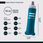 FITLY Soft Flask - 10 oz (300 ml) - Shrink As You Drink Pocket Soft Water Bottle for Hydration Pack/Running Vest - Folding Water