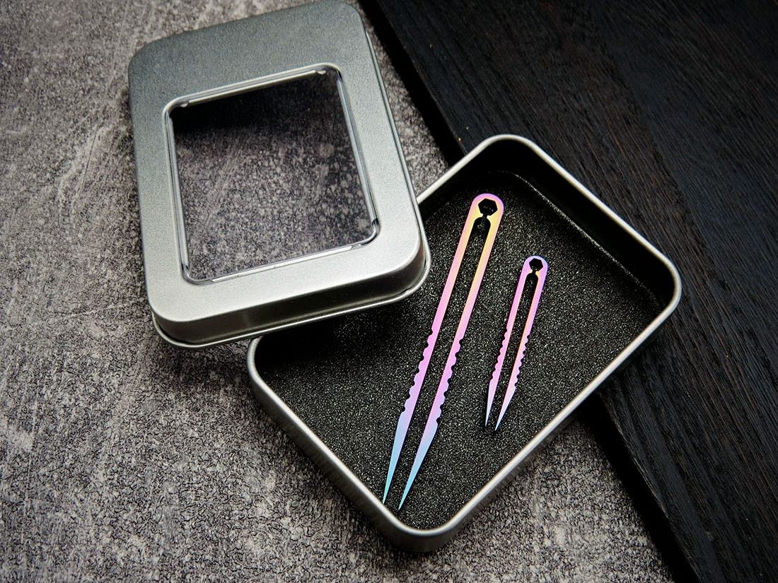 Canku 2Pcs Mini Tweezers Titanium Portable Titanium Alloy Edc Tweezers Survival Camping Outdoor Travel Mini Tool(Color)