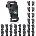 25 Pack 5/8 Inch Paracord Buckle With Whistle Compass, Side Release Plastic Buckles For Paracord Bracelet Outdoor Camping Emerge