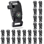 25 Pack 5/8 Inch Paracord Buckle With Whistle Compass, Side Release Plastic Buckles For Paracord Bracelet Outdoor Camping Emerge