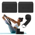 Gaiam Yoga Block 2 Pack & Yoga Strap Set - Yoga Blocks with Strap, Pilates & Yoga Props to Help Extend & Deepen Stretches, Yoga 