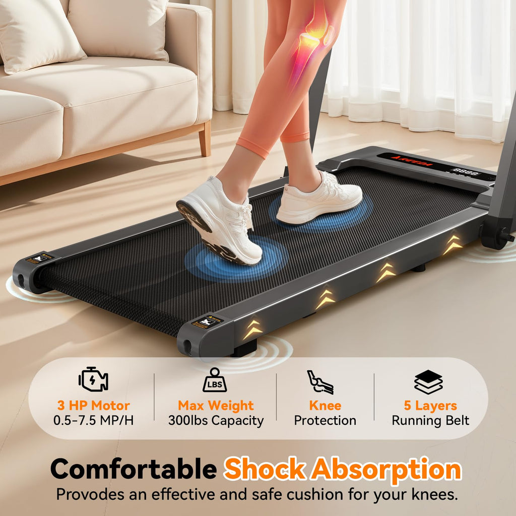Walking Pad With Handle Bar, Foldable Treadmill Mini Under Desk Treadmill Walking Folding Treadmills For Home Small Running Pad