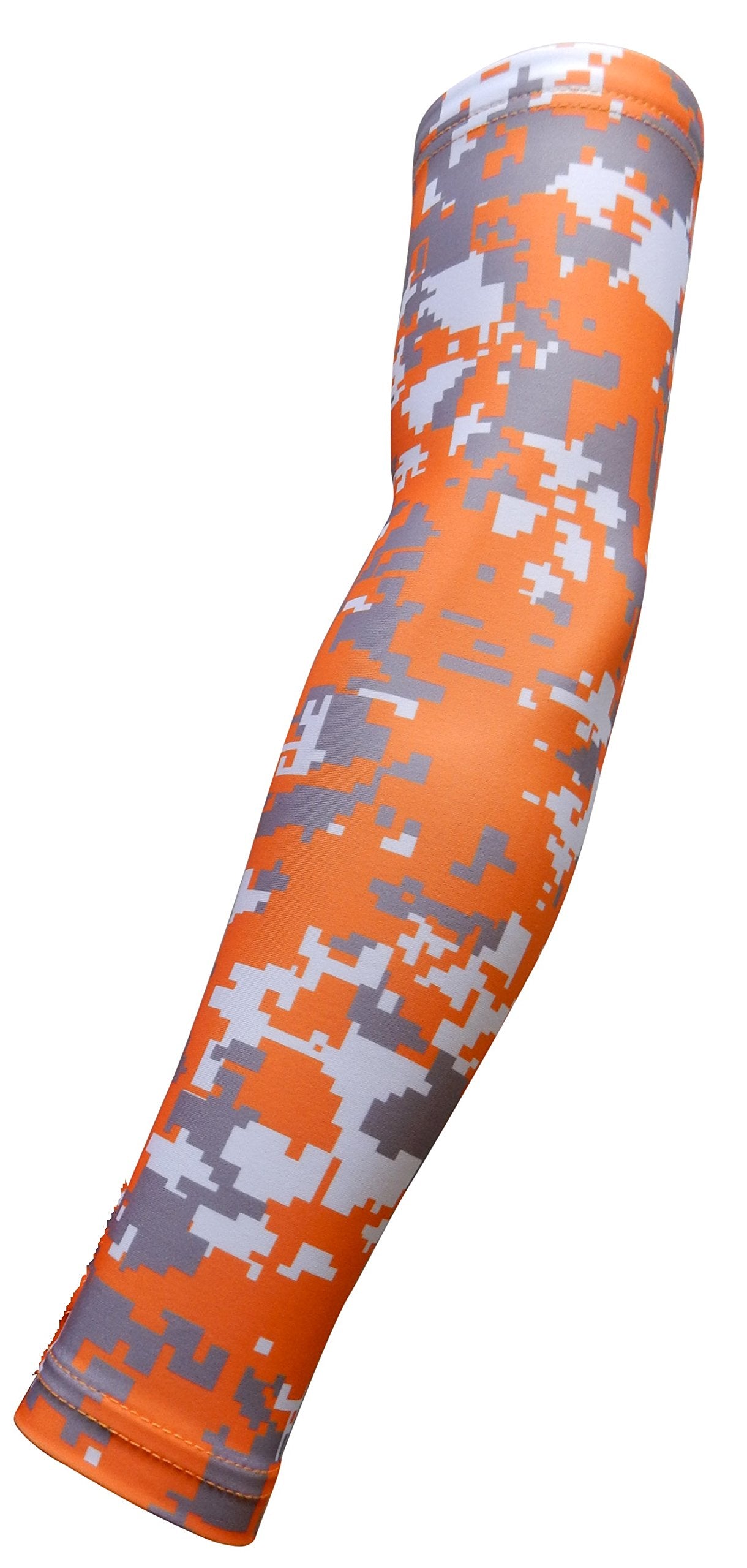 Sportsfarm New! Orange Gray White Digital Camo Arm Sleeve - Moisture Wicking Compression (Medium)