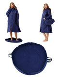 VELOROBE Wetsuit Changing Mat with Shoulder Strap - Large Round Beach Mat for Surf Gear & Accessories Storage Blue