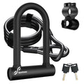 Sportneer Bike Lock: Heavy Duty Anti Theft Bike U Lock with 5ft Security Steel Cable - 17mm Shackle Bicycle U-Locks with Keys & 