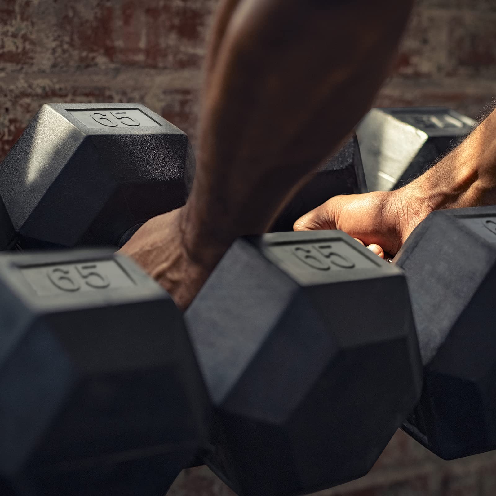 Lionscool Hex Dumbbell (65Lb Single) Black