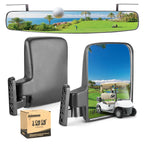 10L0L Newest Golf Cart Mirrors, Folding Side Mirror And Panoramic Rear View Mirror Kit For Yamaha Club Car Ezgo, Eliminate Blind