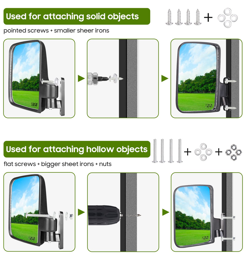 10L0L Newest Golf Cart Mirrors, Folding Side Mirror And Panoramic Rear View Mirror Kit For Yamaha Club Car Ezgo, Eliminate Blind