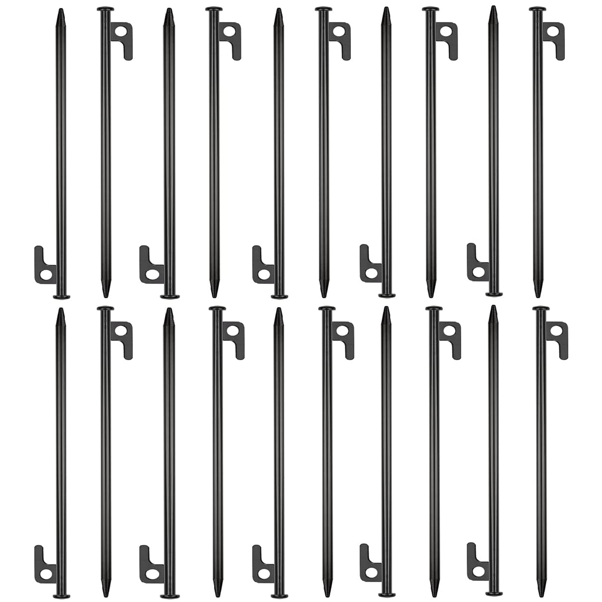 Bimiti 20 Pack Tent Stakes Heavy Duty 16 Inch Forged Steel Solid Tent Pegs Metal Ground Camping Stakes For Camping Unbreakable A