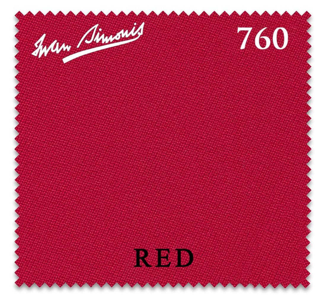 Simonis 760 Billiard Pool Table Cloth - Pre-Cut Rails - Authorized Dealer (Red, 7 ft)