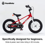 Royalbaby Ez Toddlers Kids Bike, 14 Inch Wheel Bicycle With Quick Release Crank For Beginners Boys Girls Ages 3-5 Years, Easy Le