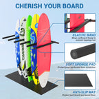 Lxvooee Vertical Surfboard Rack For Wall, Surfboard Wall Mount With Bungee Cord And Rubber Mat, Metal Garage Surfboard Stand Wal