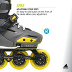 Rollerblade Apex Junior Adjustable Fitness Inline Skate, Charcoal & Yellow