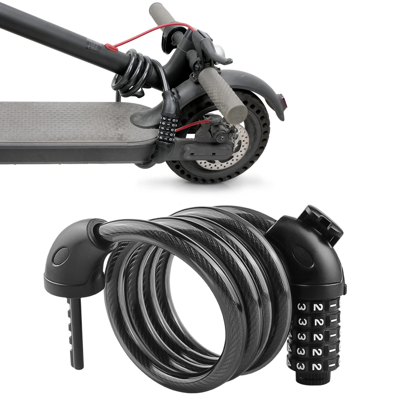 Seway Scooter Lock Cable For Xiaomi Mijia M365 Es Series, Bicycle Combination Locks Coiled Chain Lock Basic Self Coiling Core St